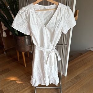GAP White Linen Wrap Dress